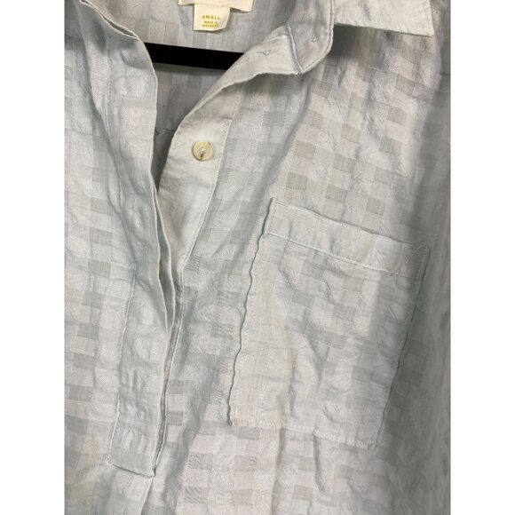 Maeve Anthropologie Gauzy Button Up Tunic Top Women size Small Blue Oversized - Picture 11 of 16